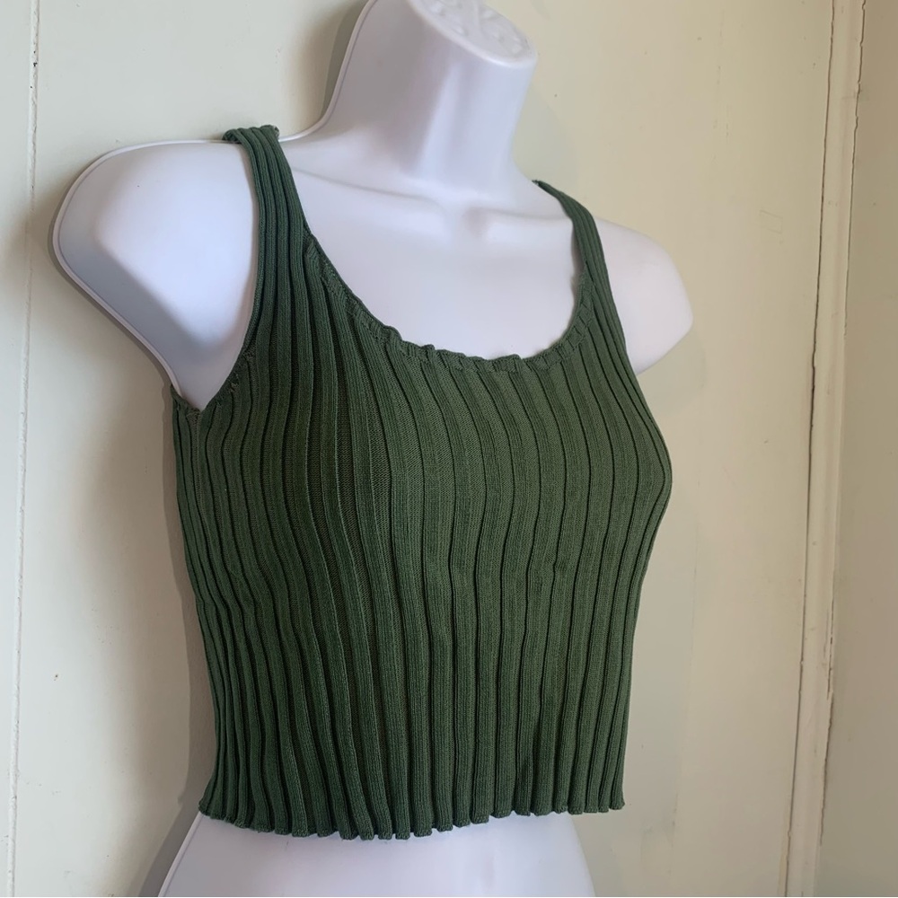 Green Ribbed Tank Top